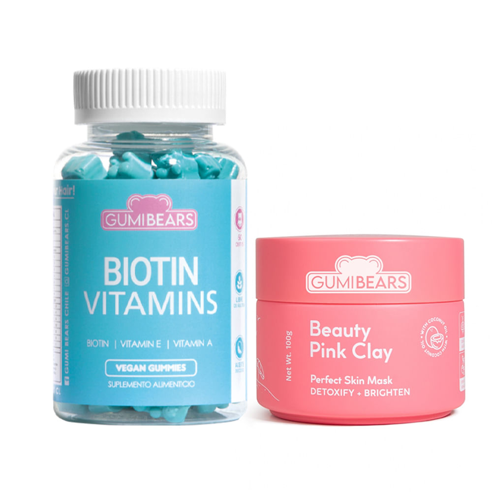 Kit Vitamina Biotin + Exfoliante Beauty Pink Clay - GumiBears