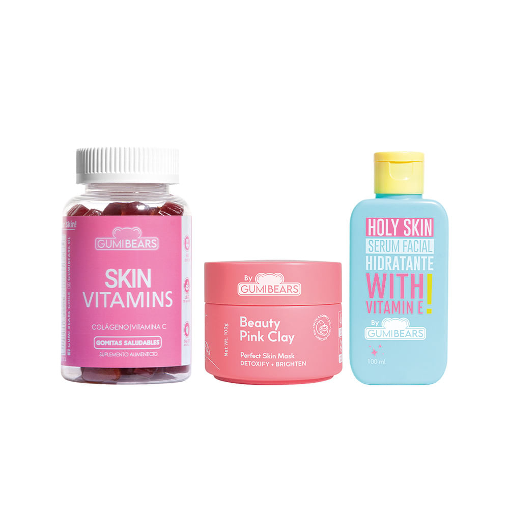 Kit Skin Vitamins + Serum Holy Skin + Exfoliante Pink Clay - GumiBears