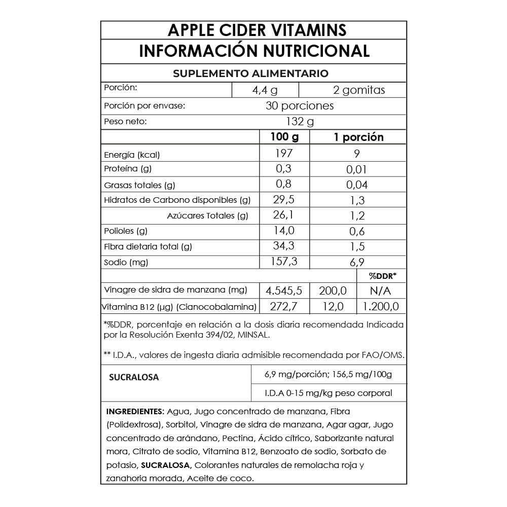 Vitamina Apple Cider salud intestinal 1mes - GumiBears