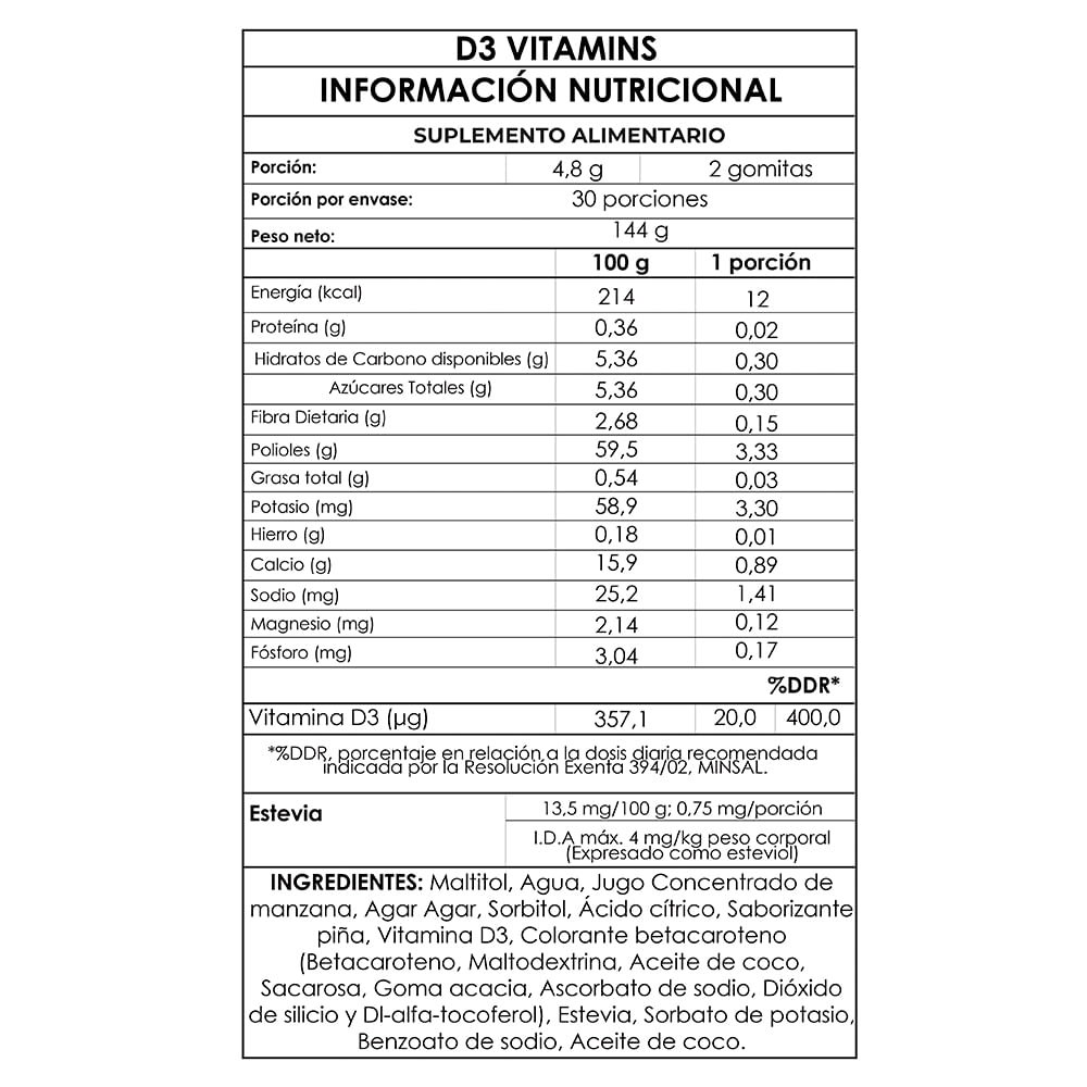 Pack Vitamina D3 salud ósea e inmunológica 6 meses GumiBears