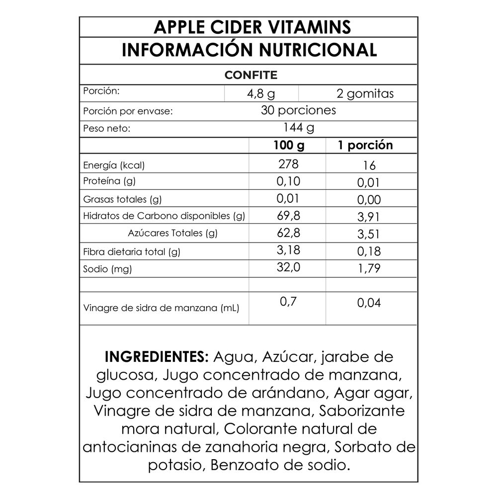 Vitamina Apple Cider salud intestinal 1mes - GumiBears