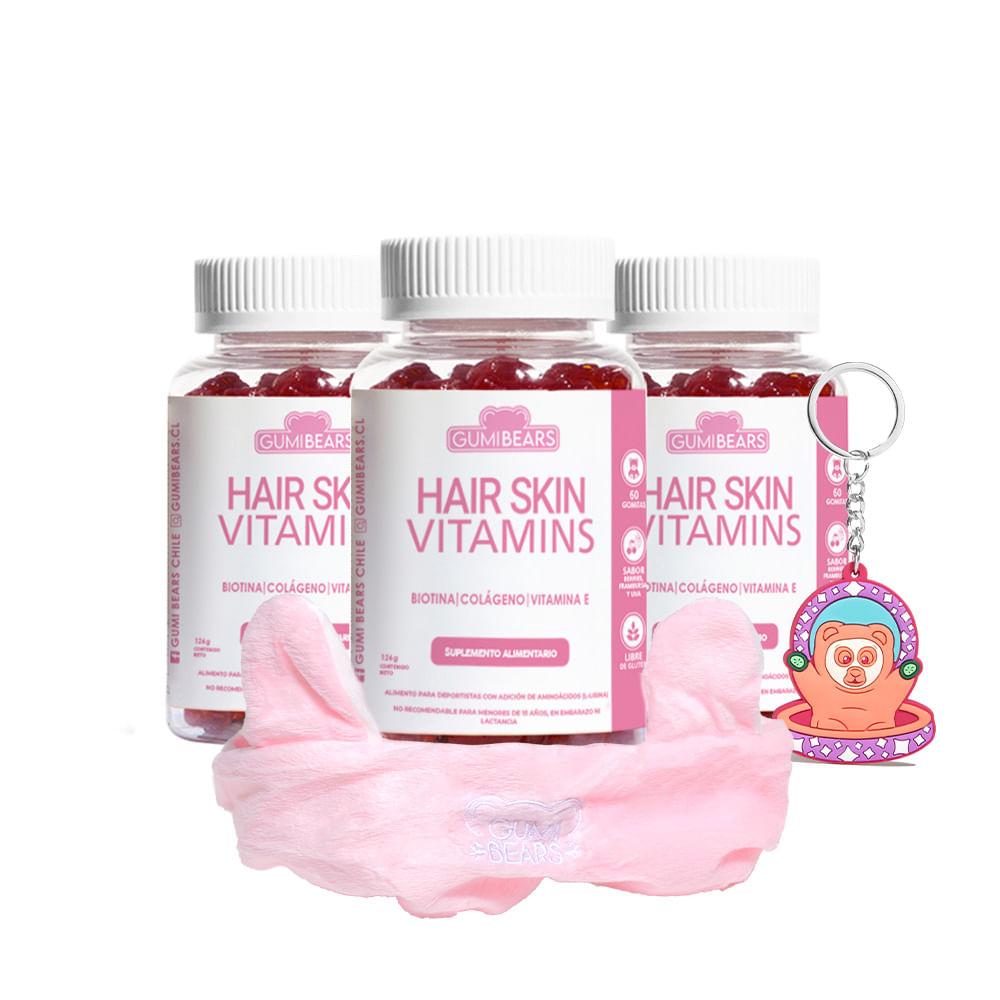 Vitamina Hair+Skin-Biotina+Colageno 3 meses Gomita-Gumibears